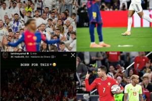 还是得谦虚！亚马尔欧国联决赛和国家德比赛前两次晒照，两次输球